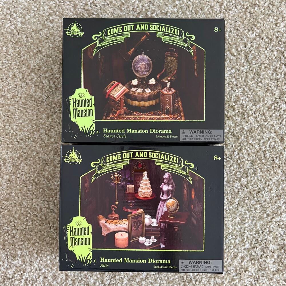 Lot of 2 Disney Parks Haunted Mansion Mini Diorama Kits Attic Seance Circle